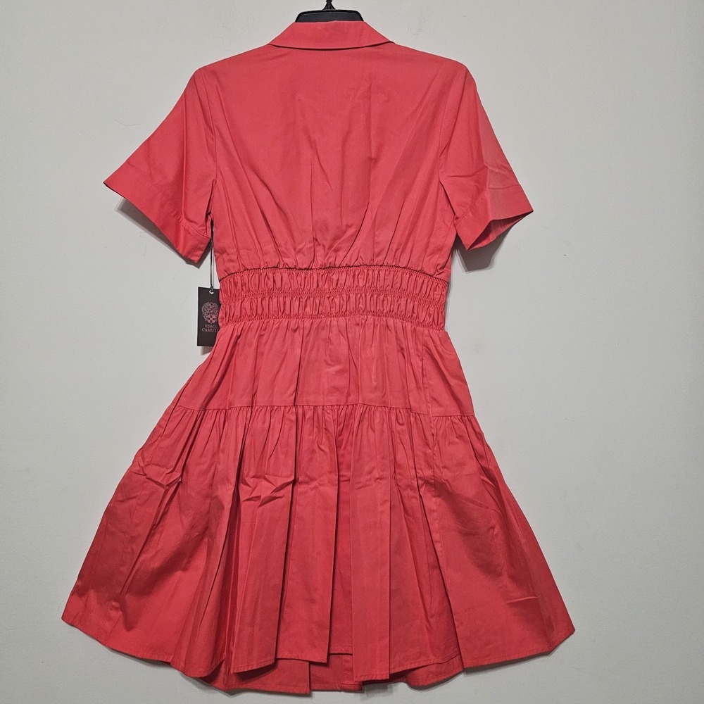 Vince Camuto Womens Shirt Dress Size 12 Fits Large New Red Pop Elastic Waistband - Picture 2 of 10